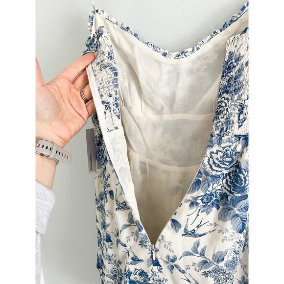 Reformation | NWT Marin Mini Dress in Pompadour Blue White Floral | Sz 10 - Picture 10 of 10